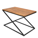35 Inch Wooden Rectangle Coffee Table with X Shape Metal Frame, Brown and Black