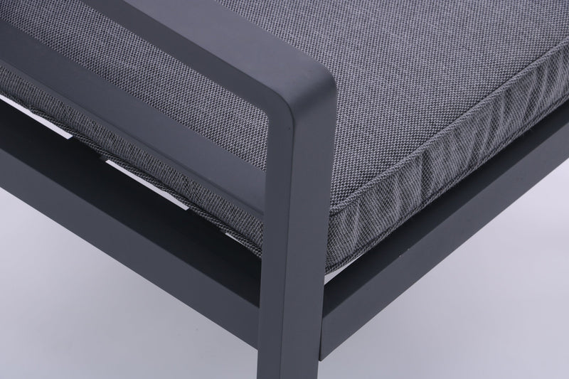 4-piece Aluminum Outdoor Patio Conversation Set,All-Weather Sectional Sofa Outside Furniture with Removable Cushions and Tempered Glass Coffee Table for Courtyard,Poolside,Deck,Balcony(Grey)