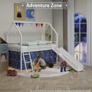 Jack - House Loft Bed With Slide And Curtain Set by HouseOfZazla