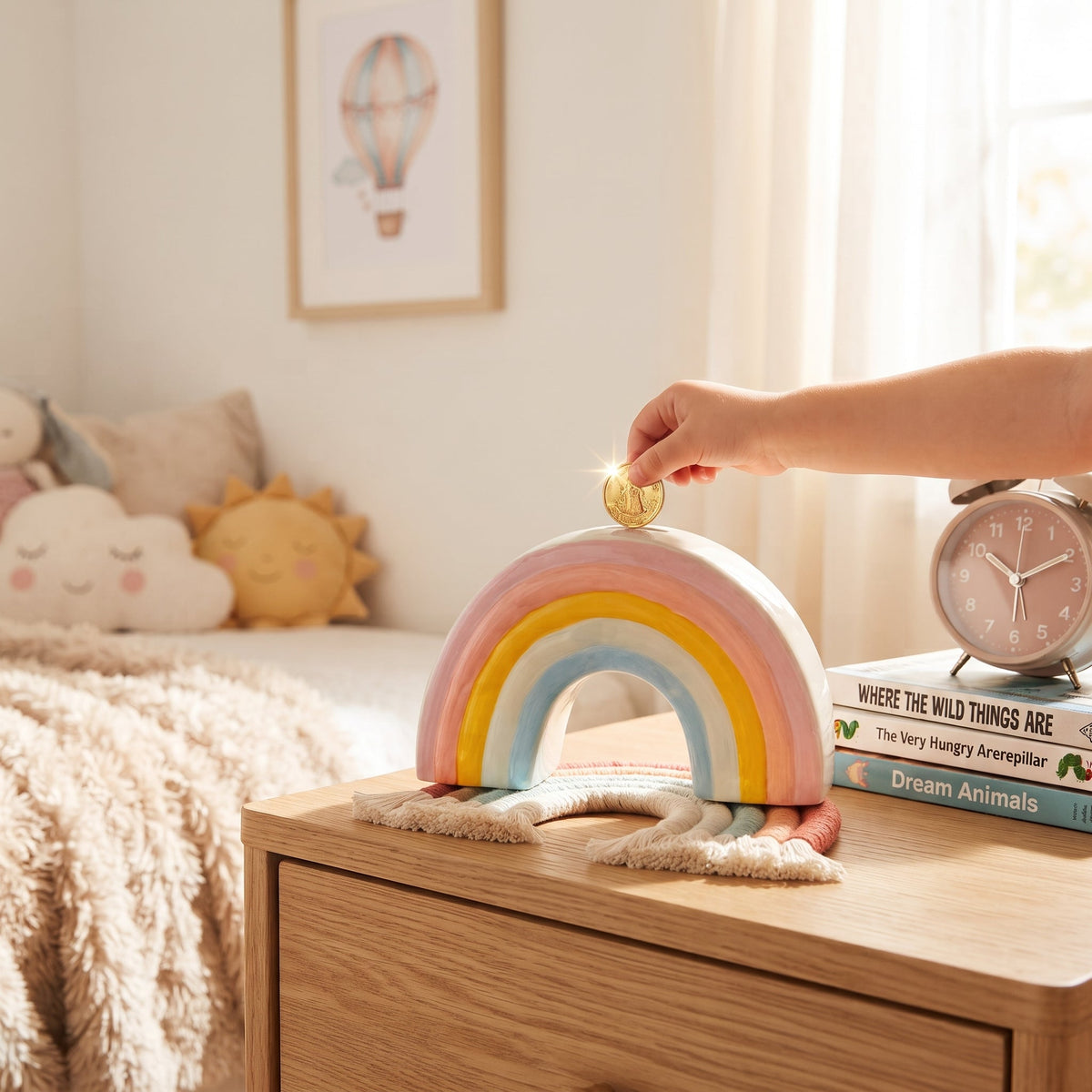 Ceramic Rainbow Bank, installed in a room