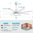 Ceiling Fan With Dimmable LED Light, 8 Blades, Reversible DC Motor, Remote Control by HouseOfZazla