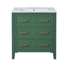 Retro Bathroom Vanity With Sink Combo, Free Standing Single Set With 3 Drawers