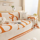 Chenille Jacquard Alphabet Sofa Blanket Cover, L Shape Sofa Cover, Reversible Couch Covers for Dogs