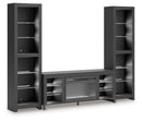 Cayberry - 3-Piece Entertainment Center With Electric Fireplace - Black by Unique Piece Furniture