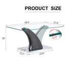 Artistic Rectangular Coffee Table With Tempered Glass Countertop