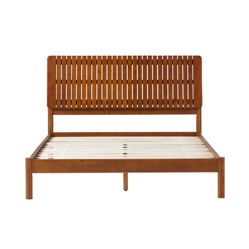 Callen Slatted Headboard Mid-Century Modern Solid Wood Bed