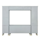 House Marchese - Entertainment Center - Gold Trim & Pearl Gray