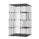 3-Tier Wire Cat Cage, Large Kennels Playpen with 3 Platforms, 3 Ramp Ladders and 4 Doors, Black