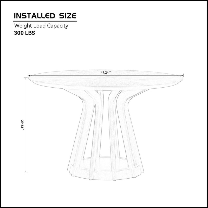 47.24 Inch Saving Place Table,Wooden Dining Table for 4 Persons,Modern Design Round Kitchen Table with Sturdy Pedestal for Living Room,Apartment,Restaurant,Black