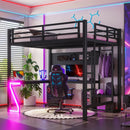 Full Loft Bed with L-shaped Desk and USB Ports