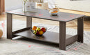 A modern and practical gray textured coffee table,tea table.Double layered coffee table made of MDF material,. Suitable for living room,bedroom and study room. 43.3"x21.6"x16.5" CT-16