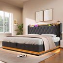 Upholstered Bed, 360 Surround LED Function, Remote Control, Hydraulic Storage Bed With USB, Type-C Charging (Without Mattress) by HouseOfZazla