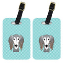Checkerboard Blue Saluki Luggage Tag