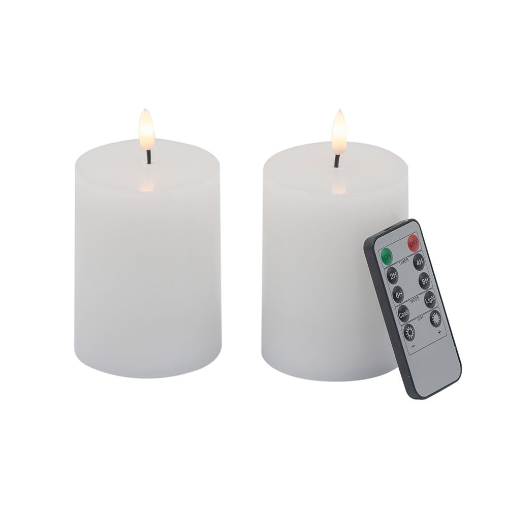 LED Candles With Wick And Remote Control Timer (Set of 2) - White, photo 2 of 9