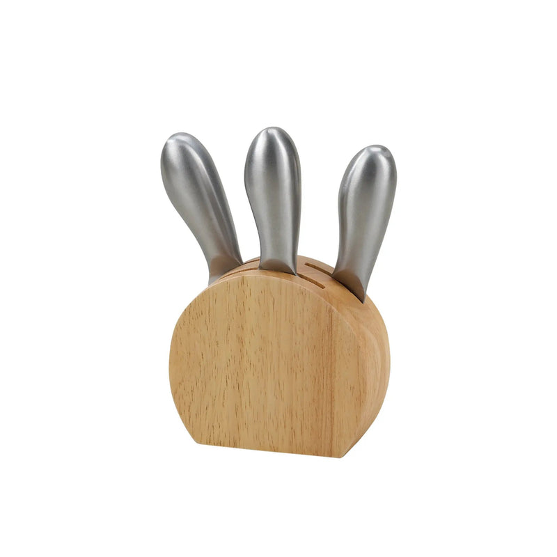 Wood Block with 3 Stainless Steel Cheese Utensils, photo 4 of 5