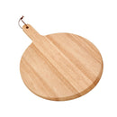 Rubberwood Pizza Board with Handle - 13.5" Diameter by creativegiftsdirect
