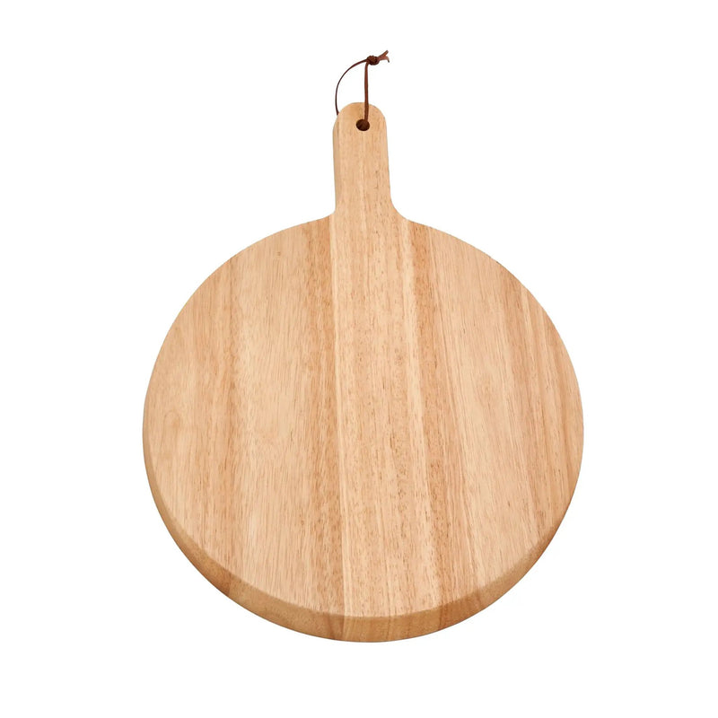 Rubberwood Pizza Board with Handle - 13.5" Diameter, photo 2 of 3