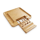 Bamboo 13'' Square Cheese Board with 4 Tools by creativegiftsdirect