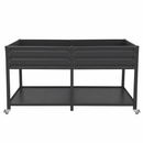 Dual Tier Elevated Metal Raised Garden Bed with Lockable Wheels & Lower Storage Shelf by HouseOfZazla