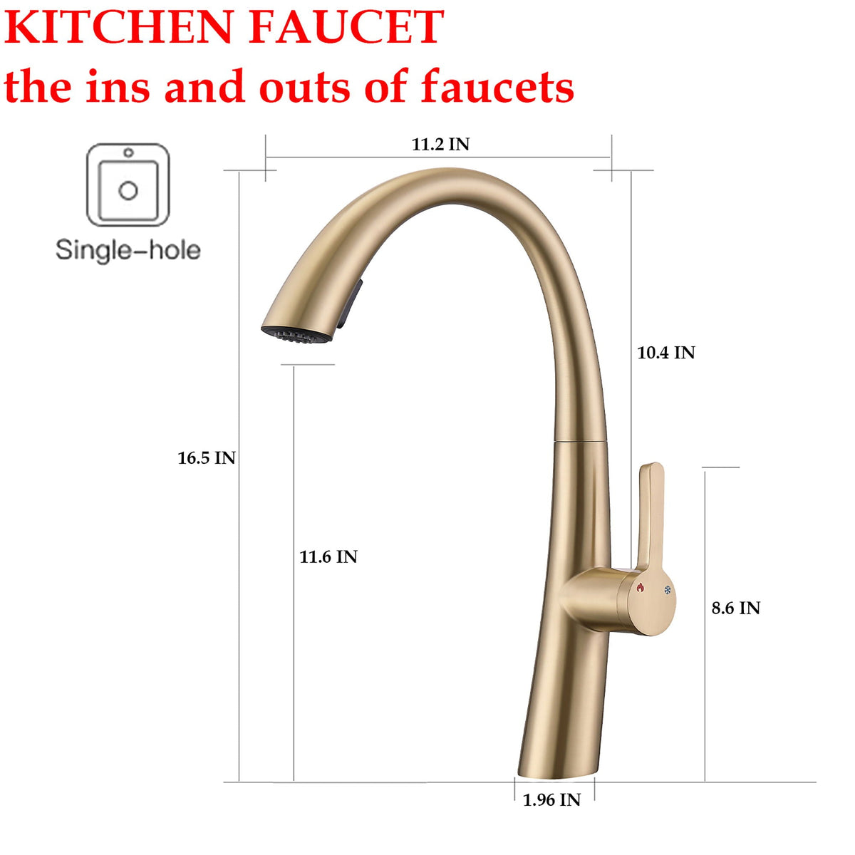 Elegant Single Handle Stainless Steel Pull Out Kitchen Faucet With High Arch Spout, photo 3 of 16