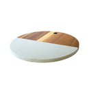 White Marble and Acacia Wood Round Board - 12" by creativegiftsdirect