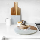 White Marble and Acacia Wood Round Board - 12" by creativegiftsdirect