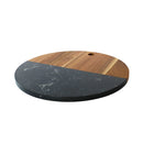 Black Marble and Acacia Wood Round Board - 12" by creativegiftsdirect