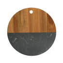Black Marble and Acacia Wood Round Board - 12" by creativegiftsdirect