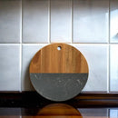Black Marble and Acacia Wood Round Board - 12" by creativegiftsdirect