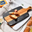 Black Marble and Acacia Wood Center Handled Board by creativegiftsdirect
