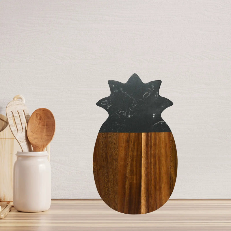 Black Marble and Acacia Wood Pineapple Board, installed in a room