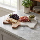 White Marble and Acacia Wood Pig Board by creativegiftsdirect