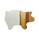 White Marble and Acacia Wood Pig Board by creativegiftsdirect