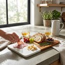 White Marble and Acacia Wood Rectangular Diagonal Board by creativegiftsdirect