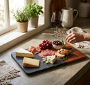 Black Marble and Acacia Wood Rectangular Diagonal Board by creativegiftsdirect