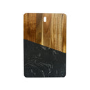 Black Marble and Acacia Wood Rectangular Diagonal Board by creativegiftsdirect