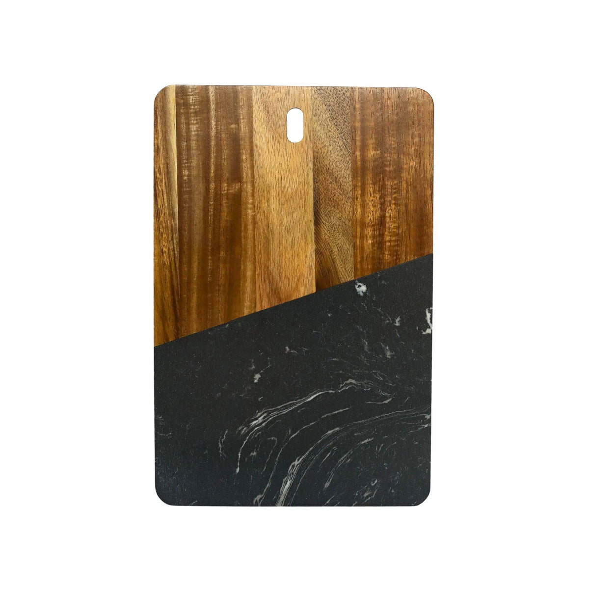 Black Marble and Acacia Wood Rectangular Diagonal Board, photo 4 of 7