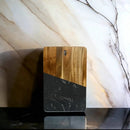 Black Marble and Acacia Wood Rectangular Diagonal Board by creativegiftsdirect