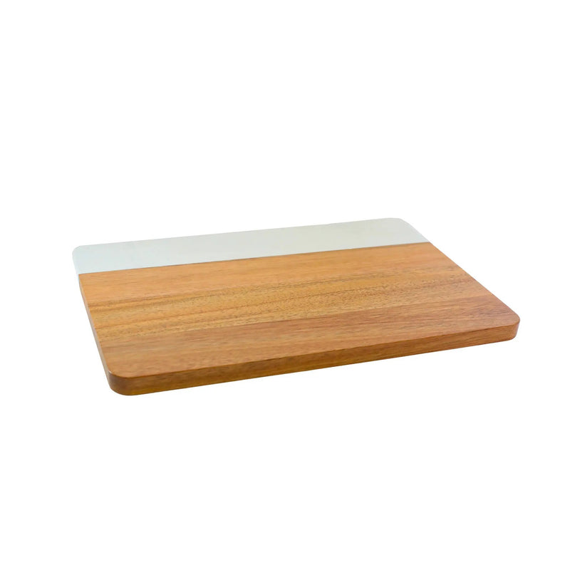 White Marble and Acacia Wood Rectangle Board, photo 3 of 5