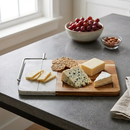 White Marble and Acacia Wood Board with Slicer by creativegiftsdirect