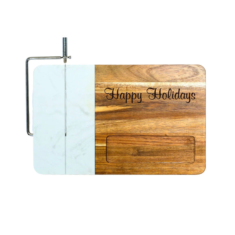 White Marble and Acacia Wood Board with Slicer, photo 5 of 7