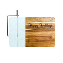 White Marble and Acacia Wood Board with Slicer by creativegiftsdirect