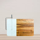 White Marble and Acacia Wood Board with Slicer by creativegiftsdirect