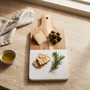 White Marble and Acacia Wood Handled Board by creativegiftsdirect
