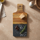 Black Marble and Acacia Wood Handled Board by creativegiftsdirect
