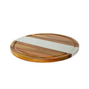 White Marble Stripe and Acacia Wood Round Board - 11" by creativegiftsdirect