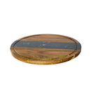 Black Marble Stripe and Acacia Wood Round Board - 11" by creativegiftsdirect