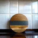 Black Marble Stripe and Acacia Wood Round Board - 11" by creativegiftsdirect