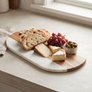 White Marble and Acacia Wood Oval Board by creativegiftsdirect