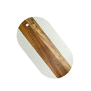 White Marble and Acacia Wood Oval Board